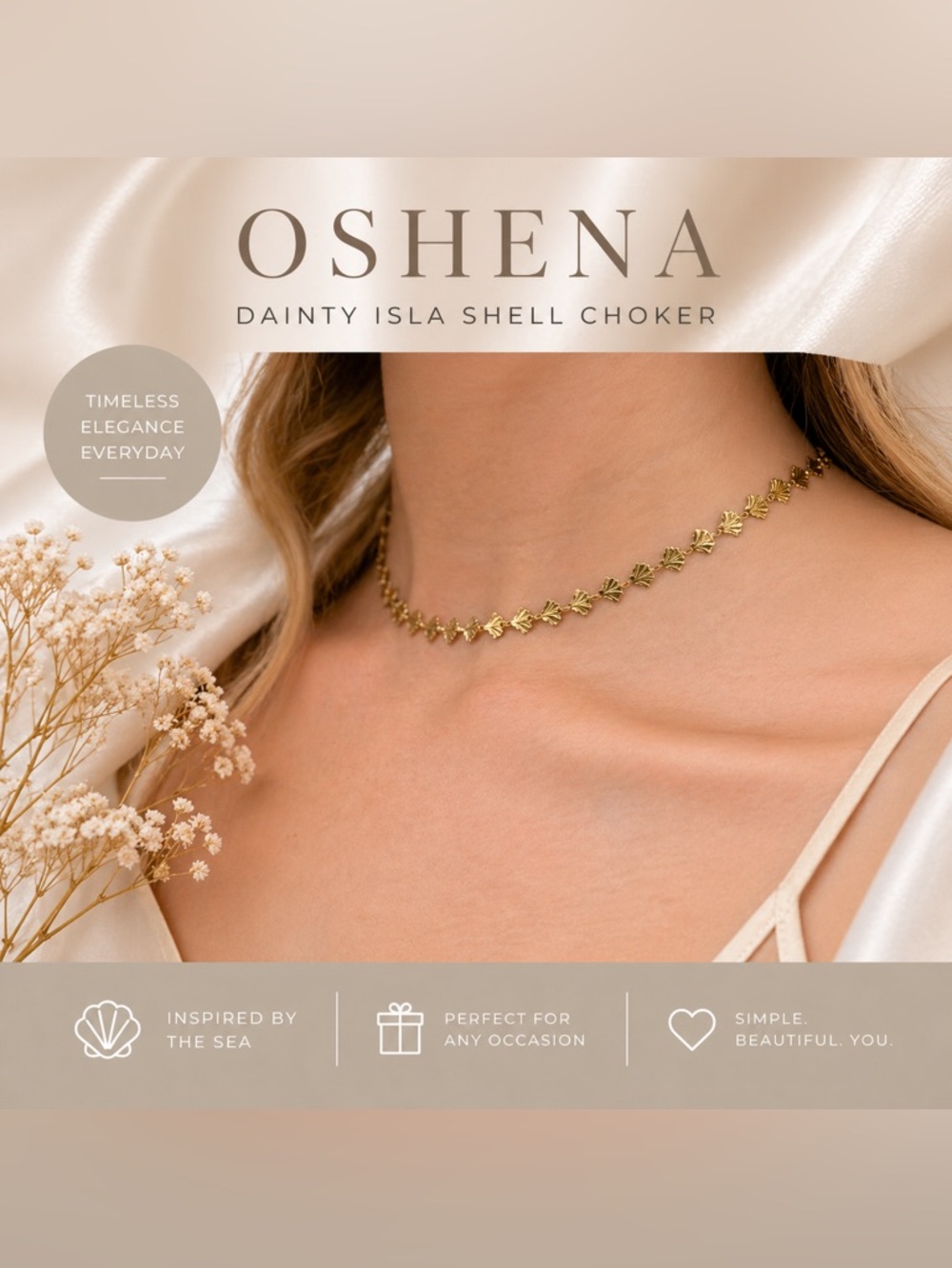 Oshena Isla Shell Gold Necklace SOLD OUT